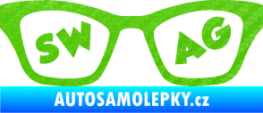 Samolepka Swag nápis v brýlích 3D karbon zelený kawasaki