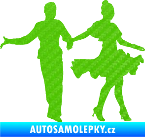 Samolepka Tanec 002 levá latinskoamerický tanec pár 3D karbon zelený kawasaki
