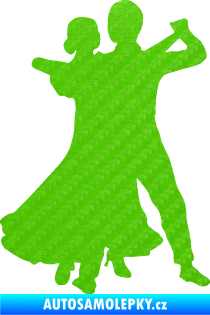 Samolepka Tanec 003 pravá společenský tanec pár 3D karbon zelený kawasaki