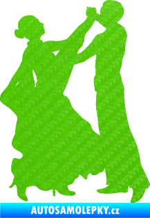 Samolepka Tanec 004 pravá společenský tanec pár 3D karbon zelený kawasaki