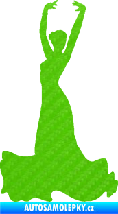 Samolepka Tanec 006 levá tanečnice flamenca 3D karbon zelený kawasaki