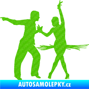 Samolepka Tanec 009 levá latinskoamerický tanec pár 3D karbon zelený kawasaki