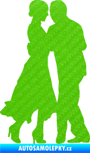 Samolepka Tanec 012 pravá tango 3D karbon zelený kawasaki