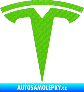 Samolepka Tesla - znak 3D karbon zelený kawasaki