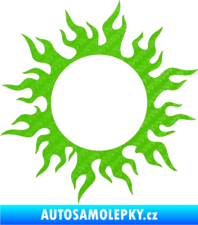 Samolepka Tetování 116 slunce s plameny 3D karbon zelený kawasaki