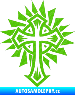 Samolepka Tetování 118 kříž 3D karbon zelený kawasaki
