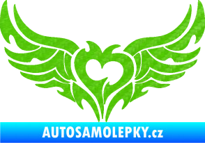 Samolepka Tetování 211 pravá srdce na zadní okno 3D karbon zelený kawasaki