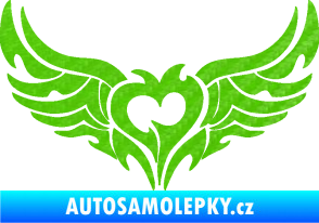 Samolepka Tetování 211 levá srdce na zadní okno 3D karbon zelený kawasaki