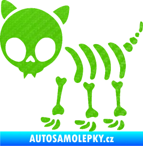 Samolepka The Bone Family Kočička 3D karbon zelený kawasaki