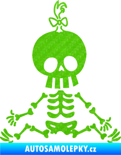 Samolepka The Bone Family Mimi holčička 3D karbon zelený kawasaki