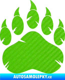 Samolepka Tlapa medvěda 002 levá 3D karbon zelený kawasaki
