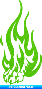 Samolepka Tlapa v plamenech levá 3D karbon zelený kawasaki