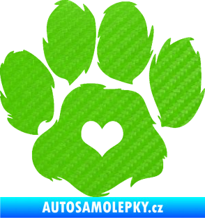 Samolepka Tlapka 006 levá 3D karbon zelený kawasaki
