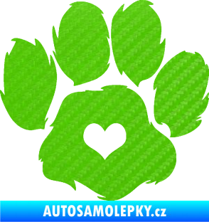 Samolepka Tlapka 006 pravá 3D karbon zelený kawasaki