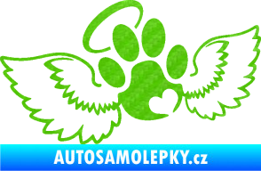 Samolepka Tlapka 010 andělíček levá 3D karbon zelený kawasaki