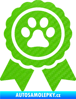 Samolepka Tlapka medaile 3D karbon zelený kawasaki