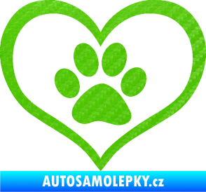 Samolepka Tlapky love 002 3D karbon zelený kawasaki