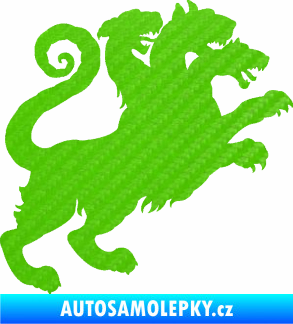 Samolepka Trojhlavý pes kerberos 002 pravá 3D karbon zelený kawasaki