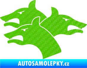 Samolepka Trojhlavý pes kerberos levá 3D karbon zelený kawasaki