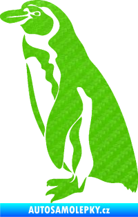 Samolepka Tučňák 001 levá 3D karbon zelený kawasaki