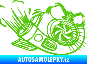 Samolepka Turbo 003 pravá angry 3D karbon zelený kawasaki