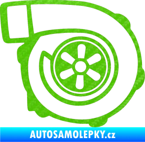 Samolepka Turbo silueta 001  pravá 3D karbon zelený kawasaki