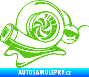 Samolepka Turbo šnek 004 pravá 3D karbon zelený kawasaki