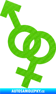 Samolepka Ty a já 001 symbol pro muže a ženu 3D karbon zelený kawasaki