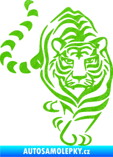 Samolepka Tygr 008 pravá 3D karbon zelený kawasaki