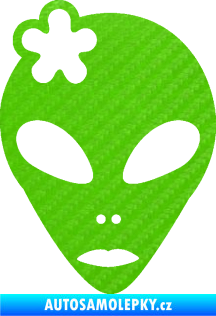 Samolepka UFO 009 slečna s kytičkou levá 3D karbon zelený kawasaki