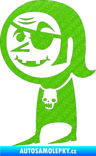 Samolepka Upír 001 levá hrabě dracula 3D karbon zelený kawasaki