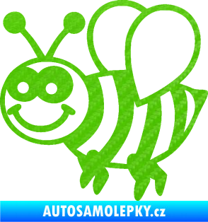 Samolepka Včela 003 levá happy 3D karbon zelený kawasaki