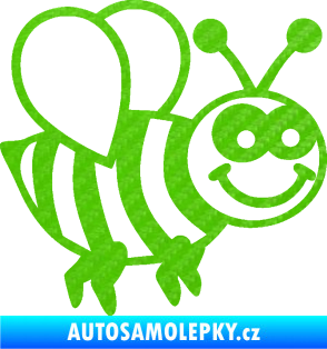 Samolepka Včela 003 pravá happy 3D karbon zelený kawasaki