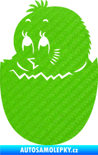Samolepka Velikonoční dekorace 001 levá kuřátko 3D karbon zelený kawasaki