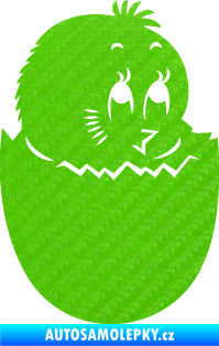 Samolepka Velikonoční dekorace 001 pravá kuřátko 3D karbon zelený kawasaki