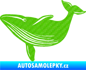 Samolepka Velryba 002 levá 3D karbon zelený kawasaki