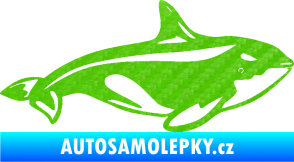 Samolepka Velryba 004 pravá 3D karbon zelený kawasaki
