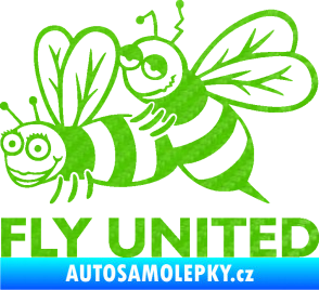Samolepka Veselé vosy fly united levá 3D karbon zelený kawasaki