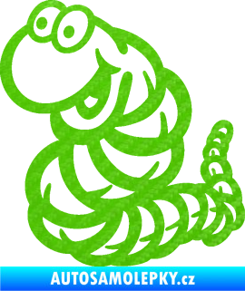 Samolepka Veselý červík levá 3D karbon zelený kawasaki