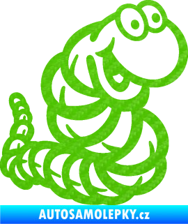 Samolepka Veselý červík pravá 3D karbon zelený kawasaki