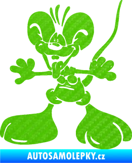 Samolepka Veselý myšák levá 3D karbon zelený kawasaki