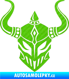 Samolepka Vikingská helma 3D karbon zelený kawasaki