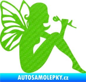 Samolepka Víla 001 pravá 3D karbon zelený kawasaki