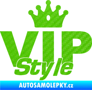 Samolepka VIP styl nápis s korunkou 3D karbon zelený kawasaki