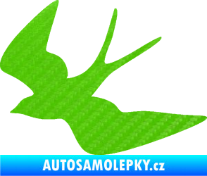 Samolepka Vlaštovka 001 levá 3D karbon zelený kawasaki
