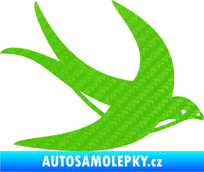 Samolepka Vlaštovka 004 pravá 3D karbon zelený kawasaki