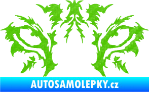 Samolepka Vlčí oči 3D karbon zelený kawasaki