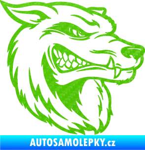 Samolepka Vlk 016 pravá 3D karbon zelený kawasaki