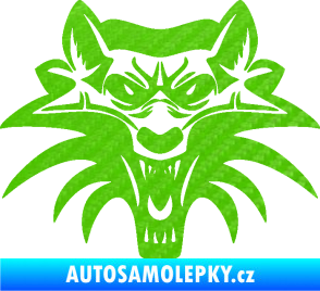 Samolepka Vlk 022 3D karbon zelený kawasaki