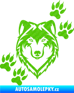 Samolepka Vlk 023 pravá 3D karbon zelený kawasaki
